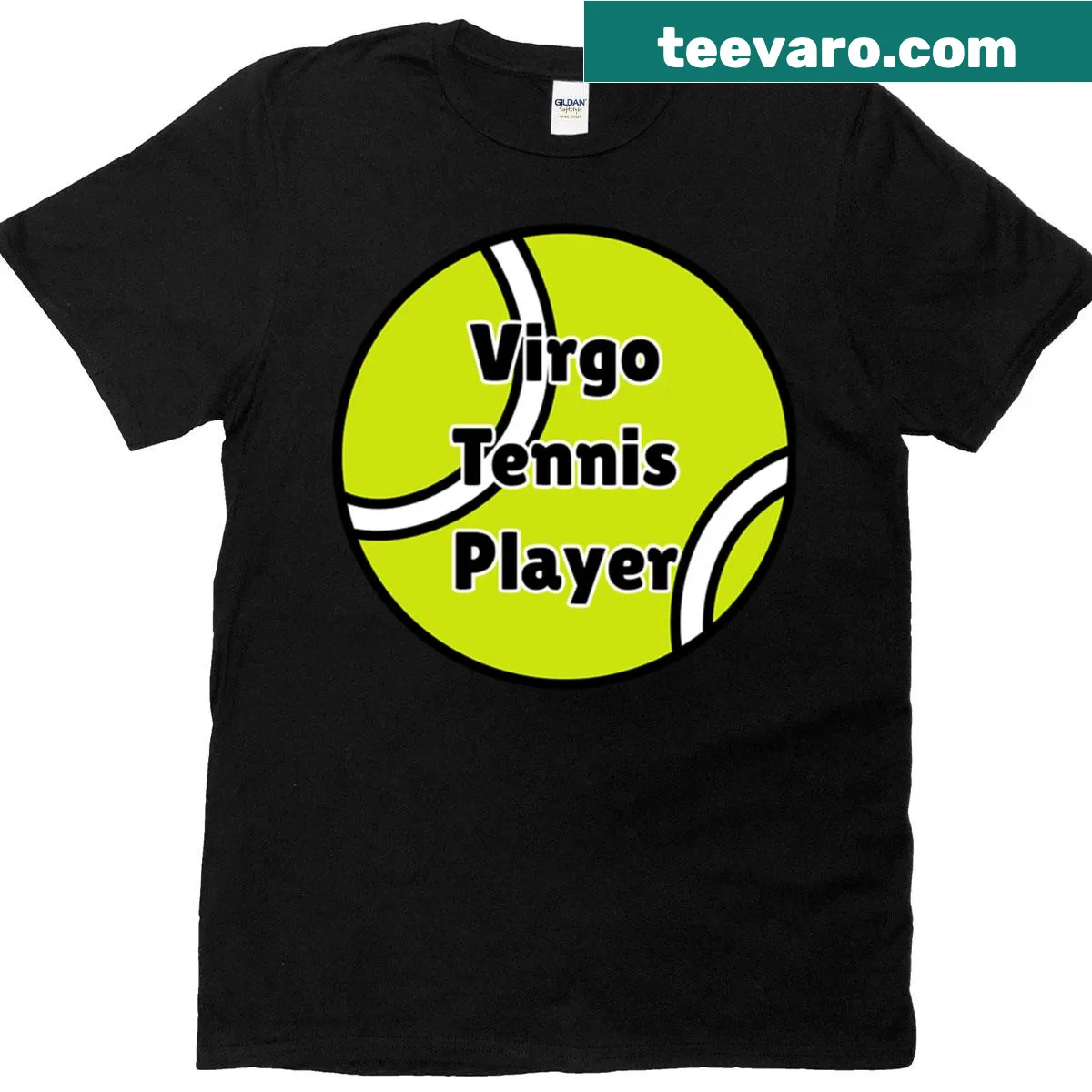 Virgo zodiac symbol with tennis elements on a T-shirt — on a men's t-shirt