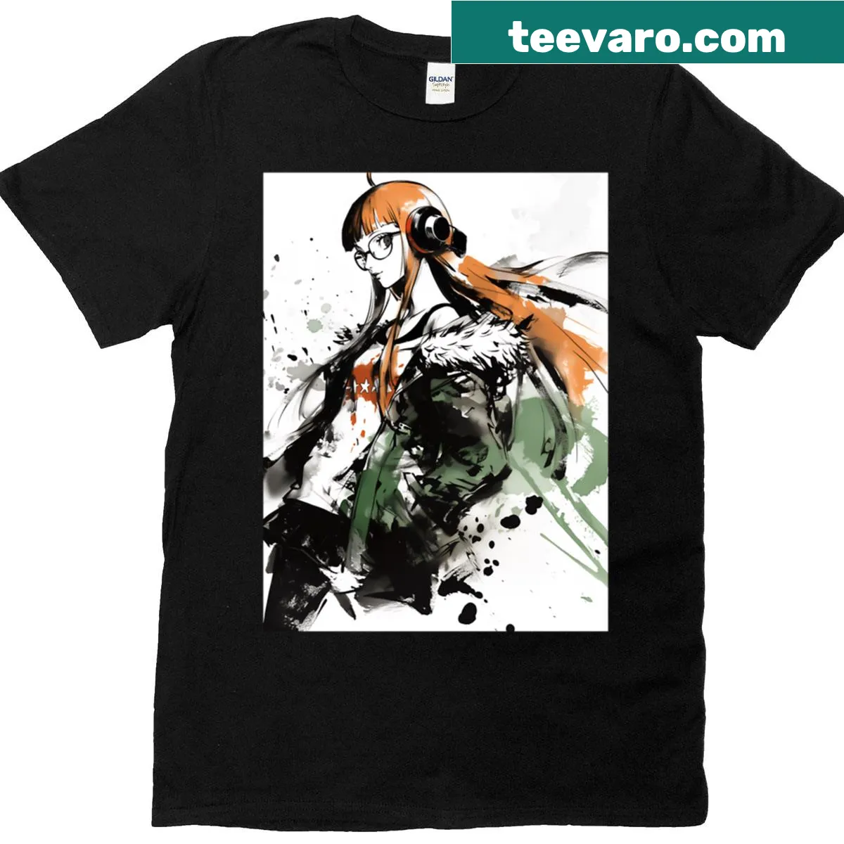 Artistic Watercolor T-shirt featuring Futaba design — on a men's t-shirt