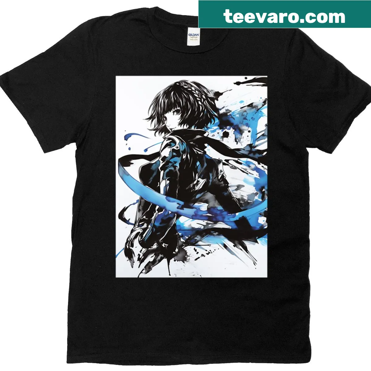Artistic watercolor design t-shirt featuring Makoto theme — on a men's t-shirt