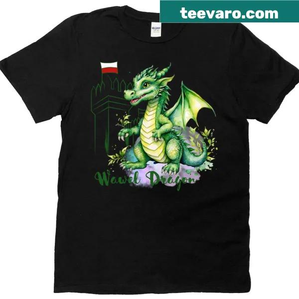 Illustrated shirt featuring the Wawel Dragon from Krakow