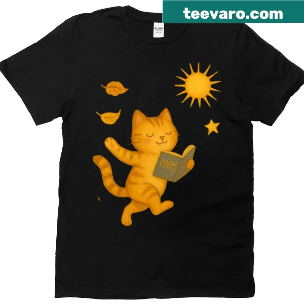 Illustration of a cat whispering in the autumn breeze