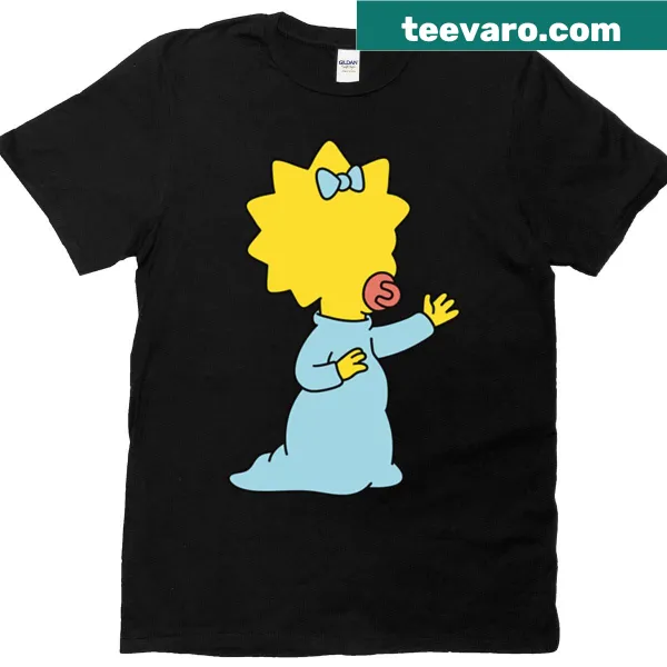 Illustrated t-shirt featuring a baby in a blue dress