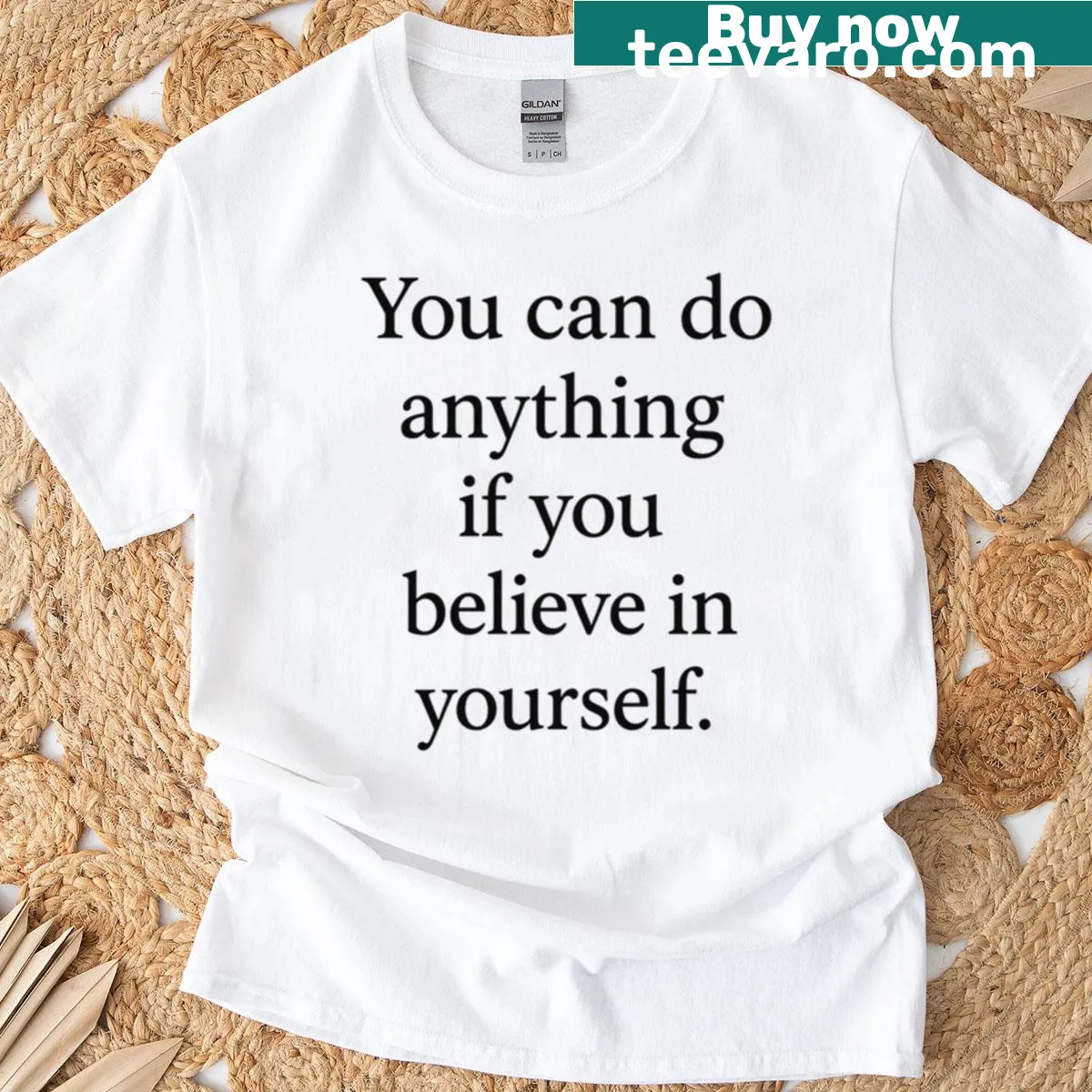 Inspirational typography shirt with motivational quote. — on a men's t-shirt