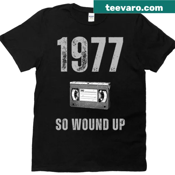 1977 VHS graphic T-shirt with nostalgic design