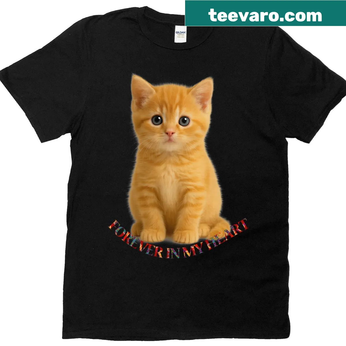 Adorable illustration of a cute cat on a T-shirt — on a men's t-shirt