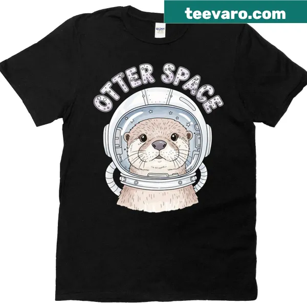 Cute sea otter in space graphic on oversized T-shirt