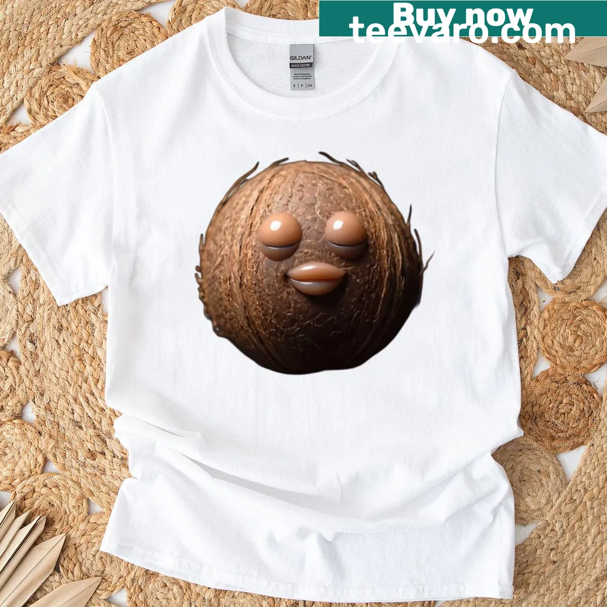 Oversized T-shirt featuring a cute coconut cartoon — on a men's t-shirt