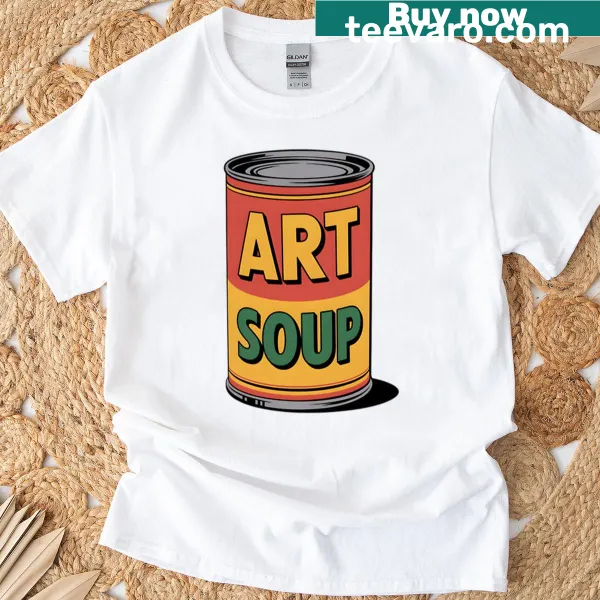 Artistic graphic of a soup can with abstract design