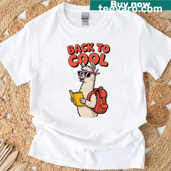 Funny cartoon llama design on a kids T-shirt