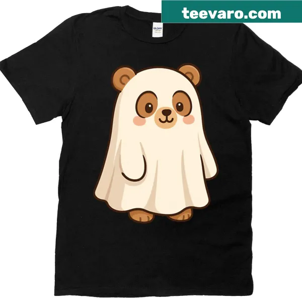 Cute cartoon bear dressed as a ghost for Halloween