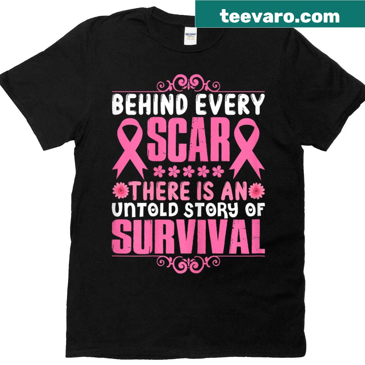 T-shirt with the quote about scars and survival, emphasizing resilience. — on a men's t-shirt