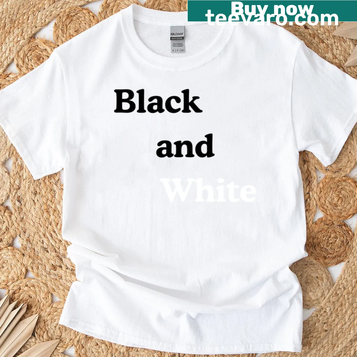 Minimalist t-shirt with witty 'Black And Wheres White' pun — on a men's t-shirt