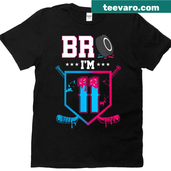 T-shirt for 11-year-old boy with hockey and ice cream drip design