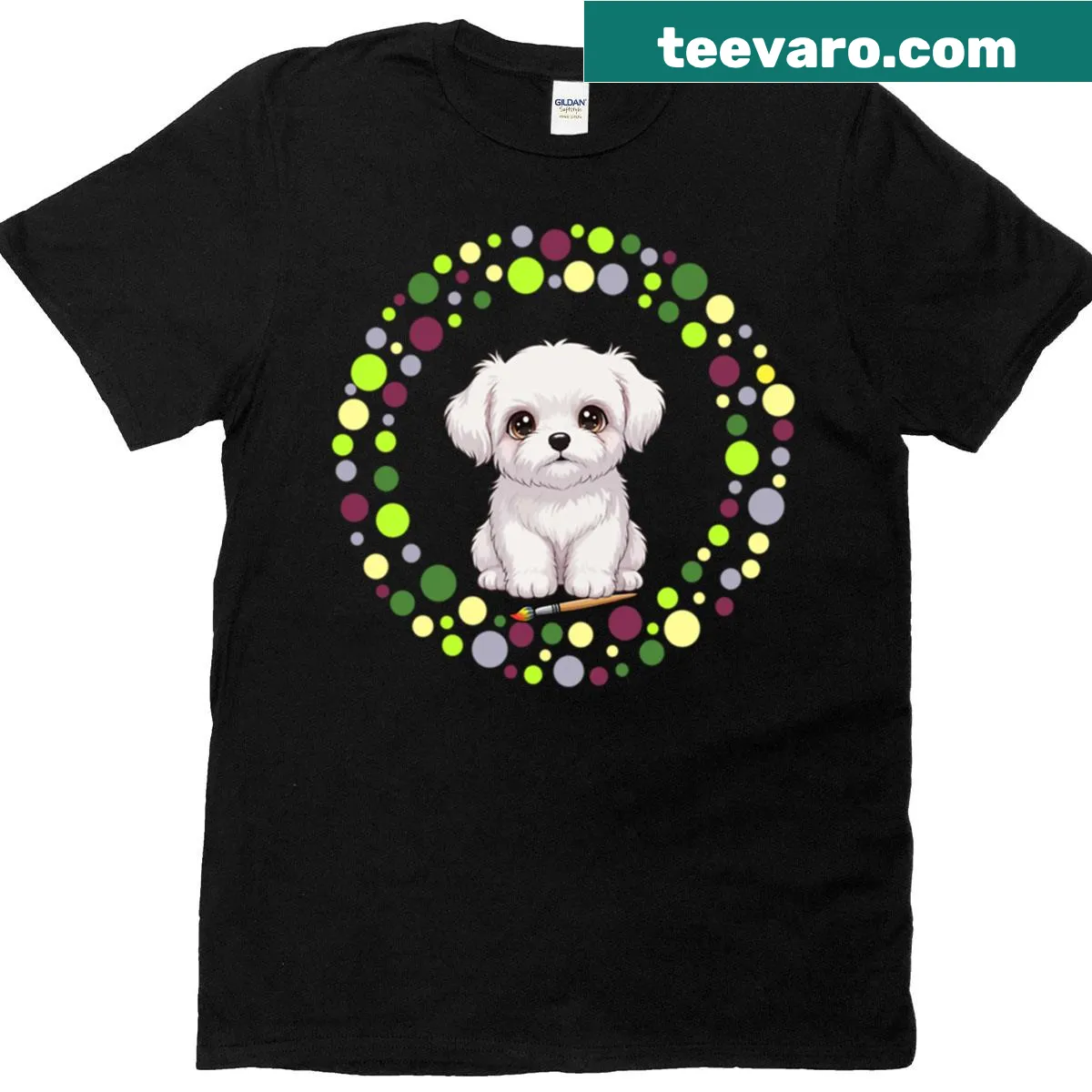 Maltese illustration T-shirt for celebrating Dot Day — on a men's t-shirt