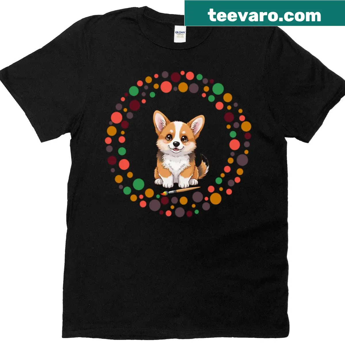 Oversized T-shirt with a Corgi illustration celebrating Dot Day — on a men's t-shirt