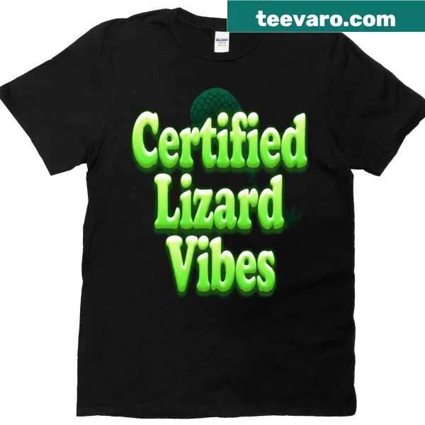 Oversized T-shirt with 'Certified Lizard Vibes' text