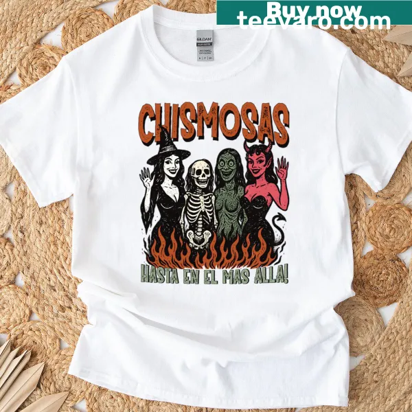 Funny oversized Halloween shirt with ghostly gossip theme