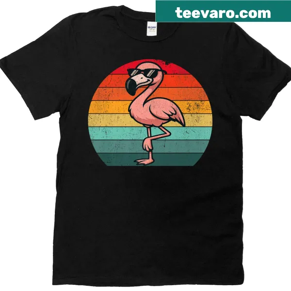 Retro flamingo in sunglasses design on a humorous t-shirt