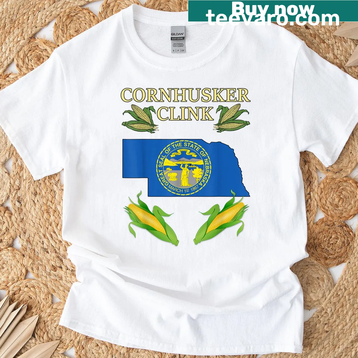 T-shirt with 'Cornhusker Clink' Nebraska political design — on a men's t-shirt