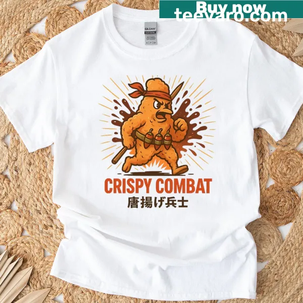 Cartoon Fried Chicken Warrior graphic on a fun t-shirt