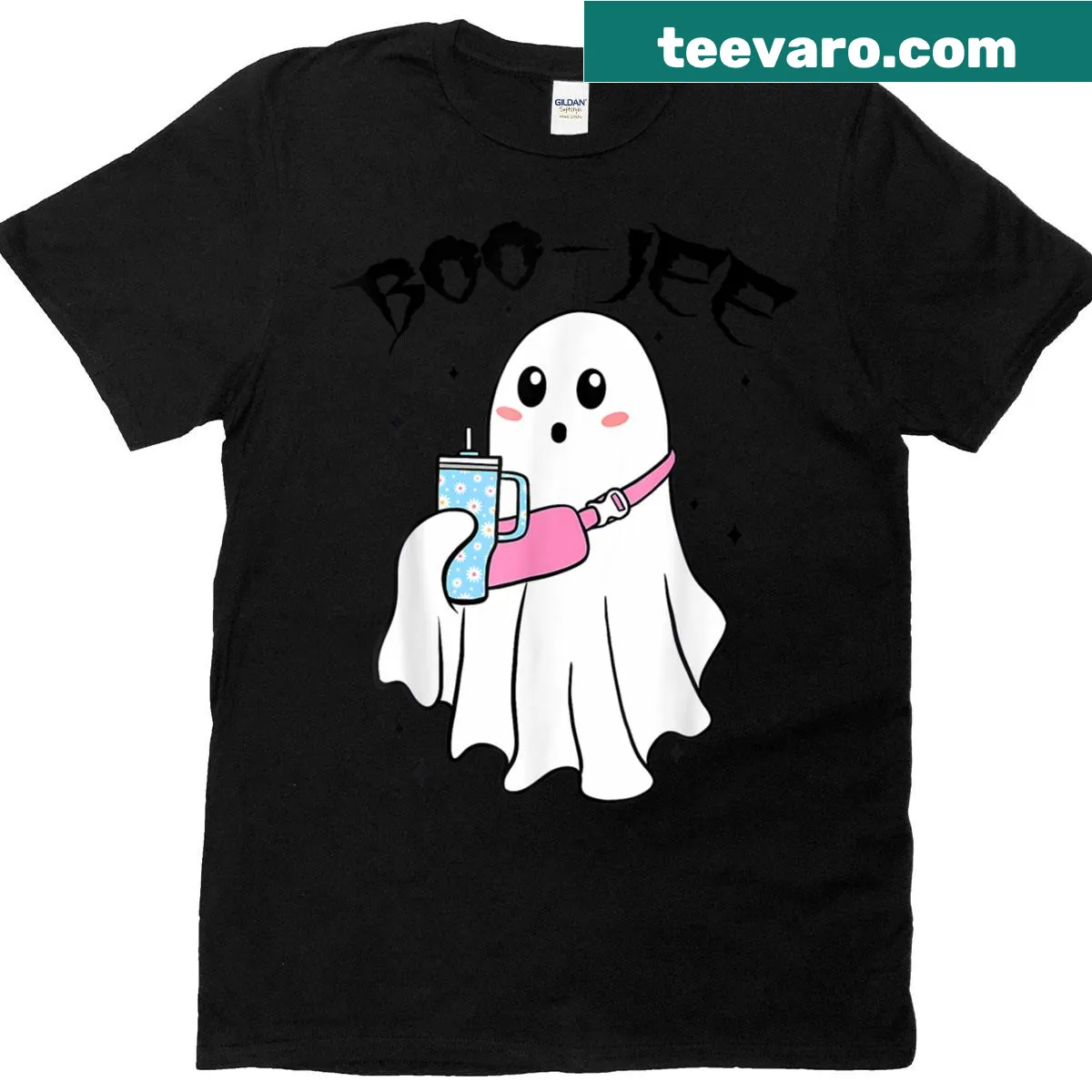 Cute ghost graphic with the phrase Boujee Boo Jee on a t-shirt — on a men's t-shirt