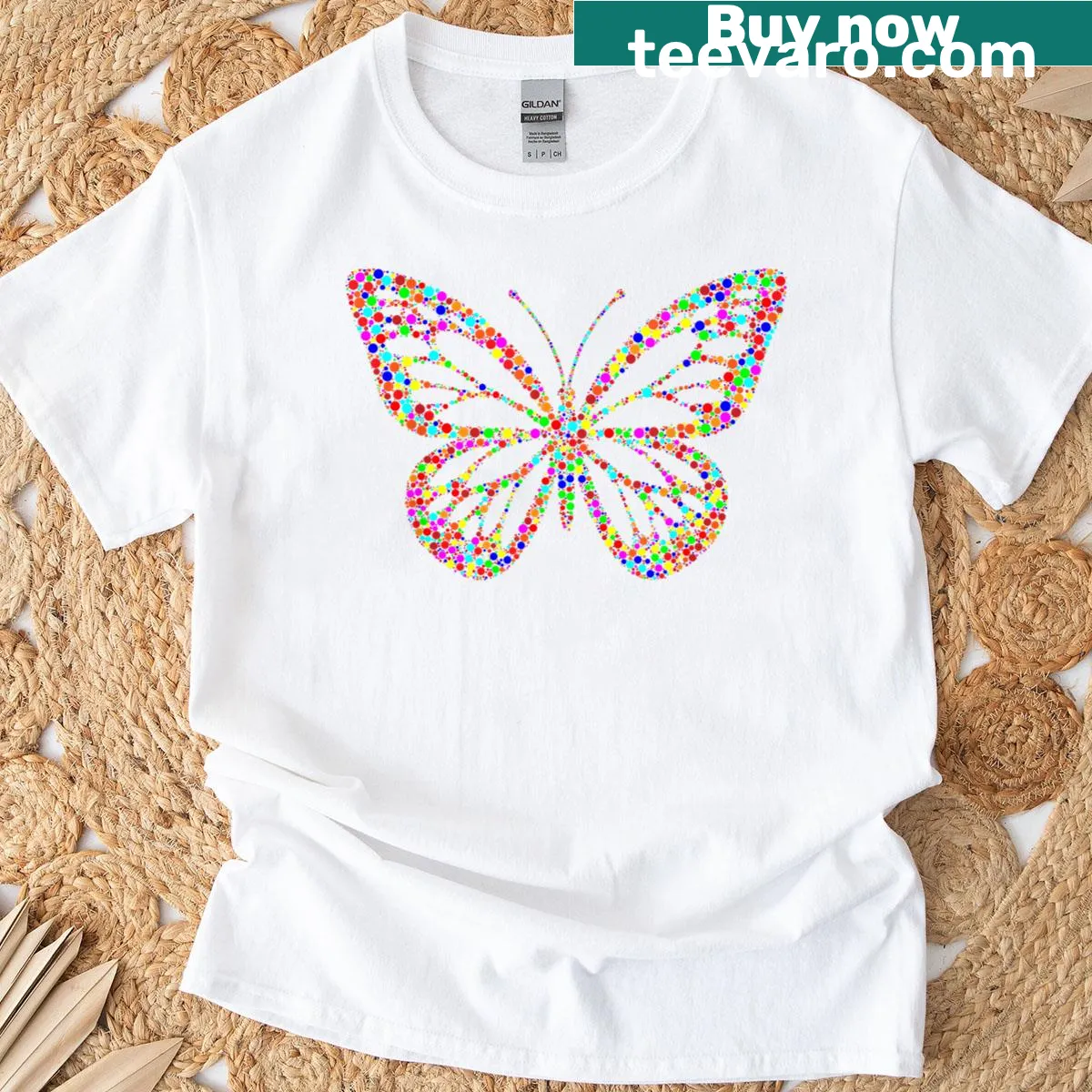 Cute butterfly with polka dots t-shirt for kids — on a men's t-shirt