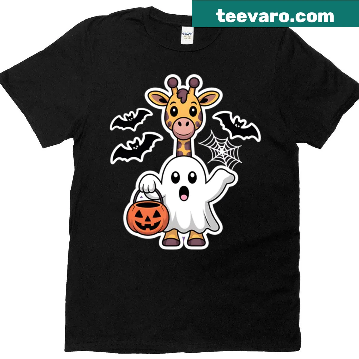 Cute ghost giraffe Halloween costume T-shirt — on a men's t-shirt