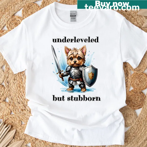 Adorable puppy dressed as a knight illustration on t-shirt
