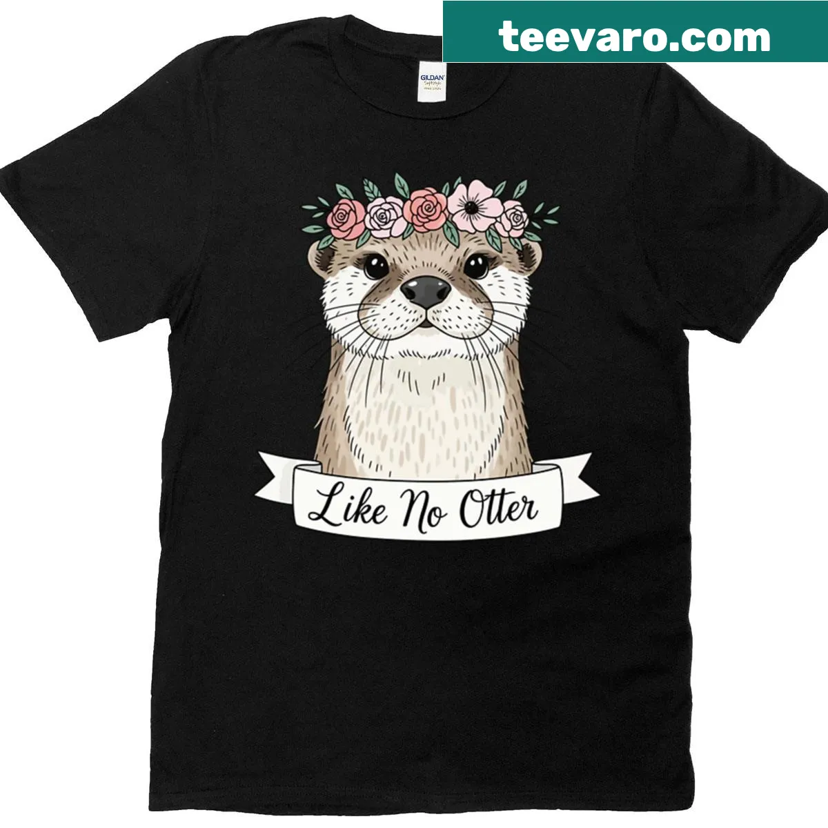 Cute cartoon otter with the pun 'Like No Otter' for kids. — on a men's t-shirt