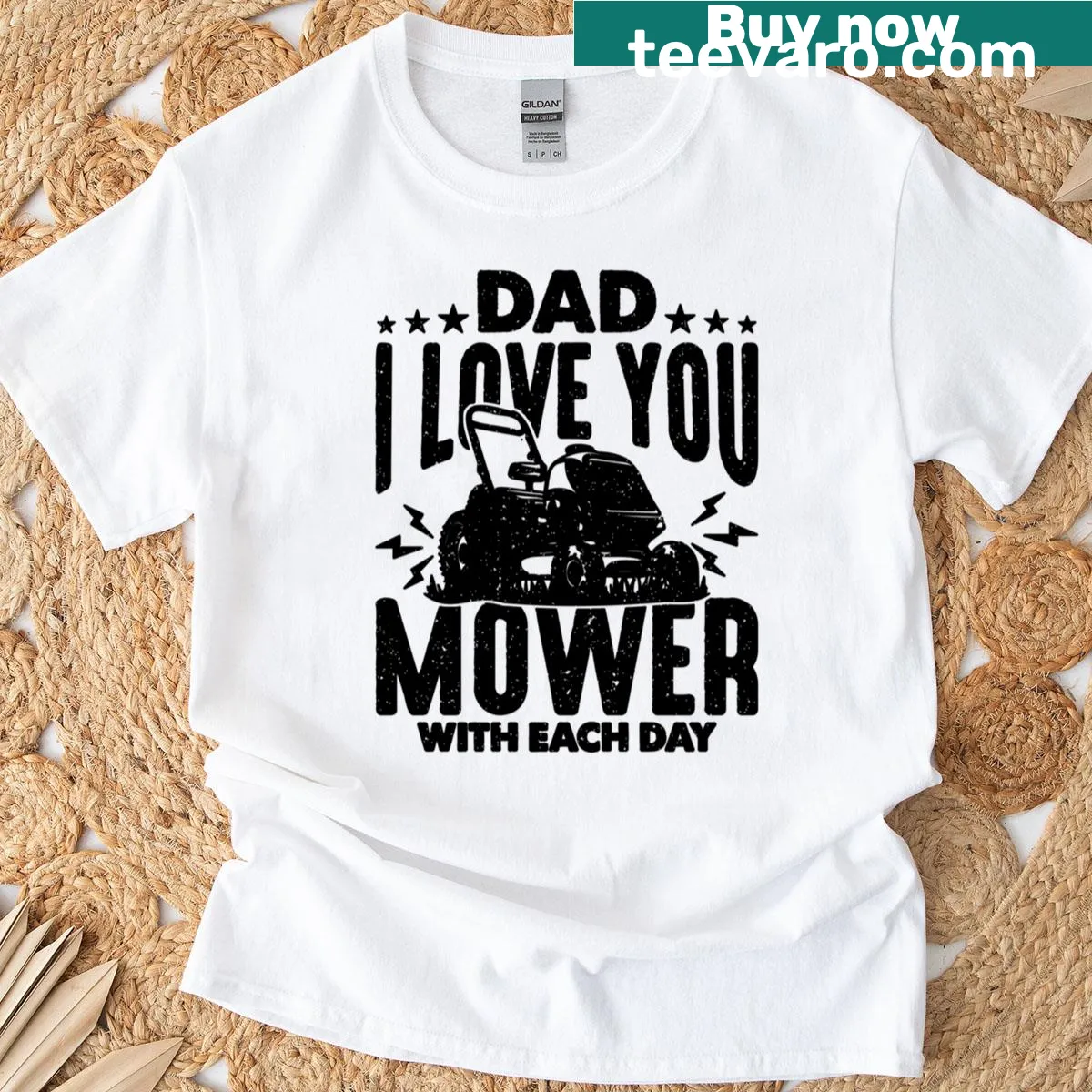 Heartwarming mower illustration on dad t-shirt — on a men's t-shirt