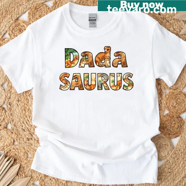 Funny 'Dada Saurus' dinosaur graphic on active t-shirt