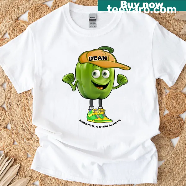 Typography T-shirt featuring 'Dean Green Pepper' text design