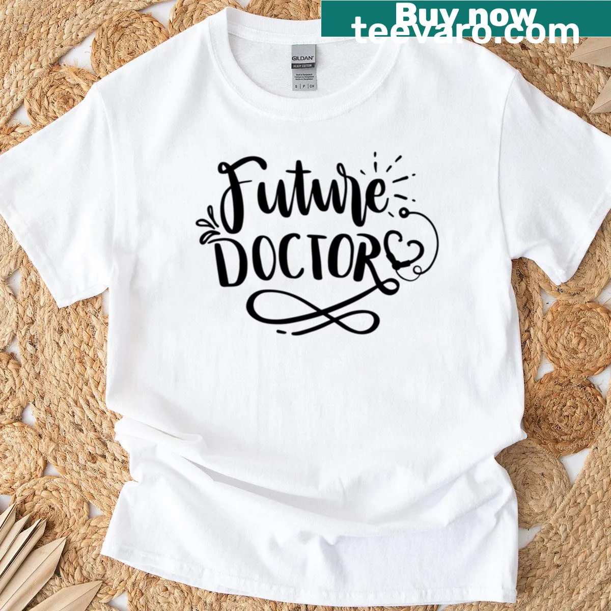 Icons representing doctors on a professional T-shirt — on a men's t-shirt