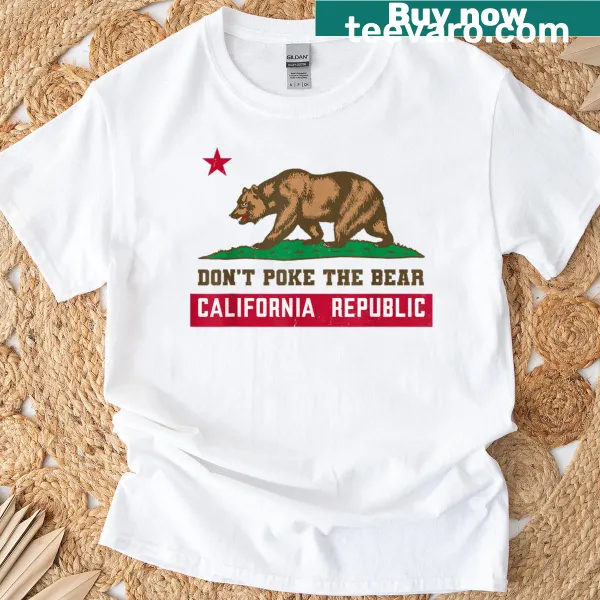 T-shirt with grizzly bear art and California Republic flag