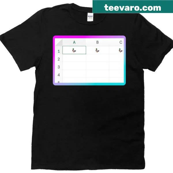 Cartoon t-shirt with the phrase 'Ducks In A Row' and playful duck graphics