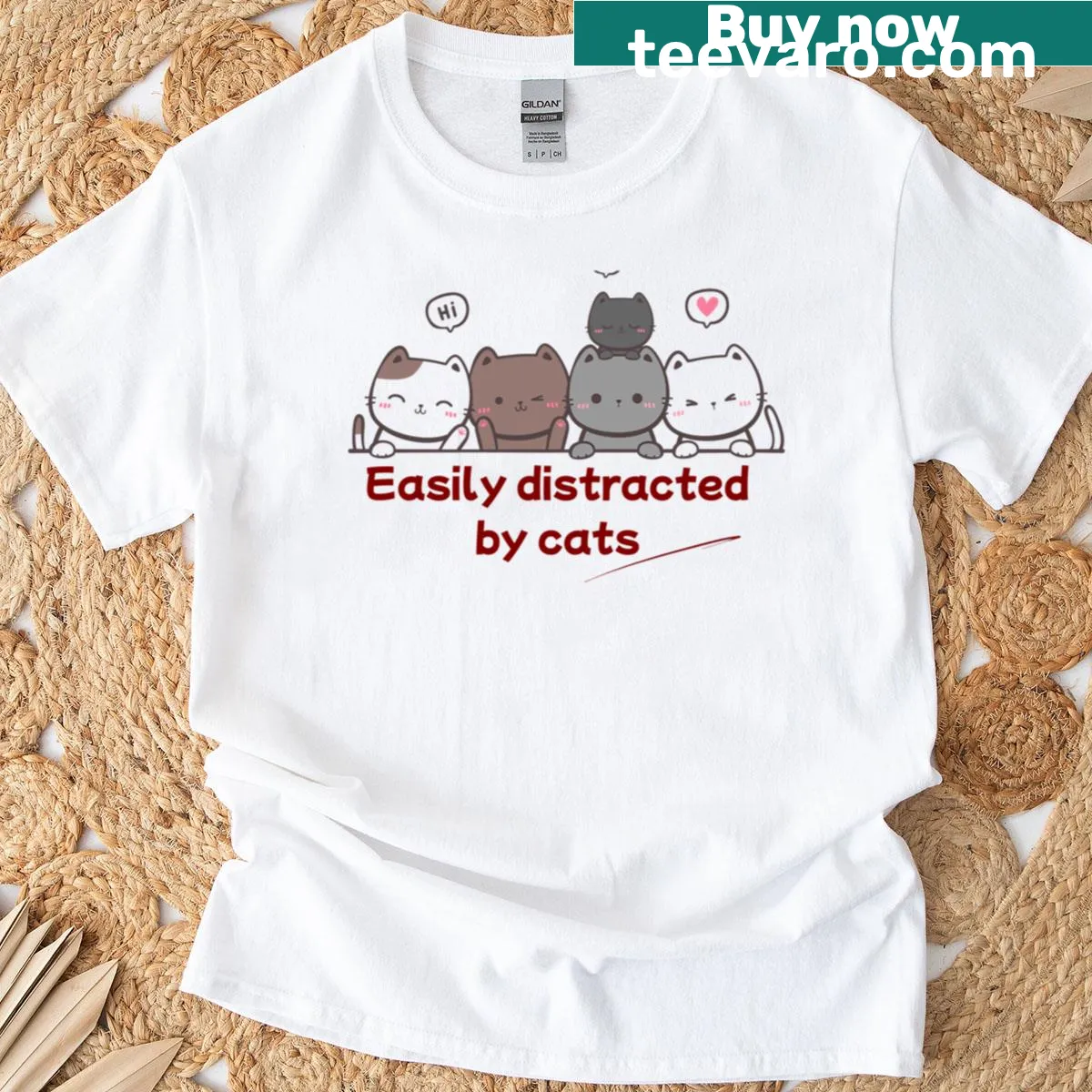 Funny slogan about cats on an oversized t-shirt. — on a men's t-shirt