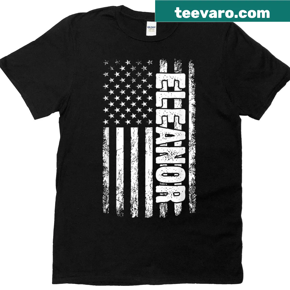 Retro t-shirt featuring the name Eleanor and an American flag design — on a men's t-shirt