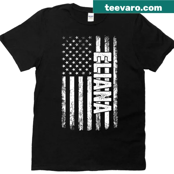 Personalized T-shirt with name 'Eliana' and American flag design in retro style