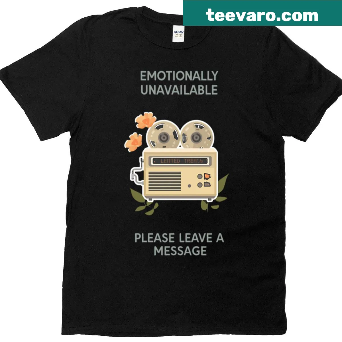 Vintage tape deck graphic t-shirt for music lovers — on a men's t-shirt