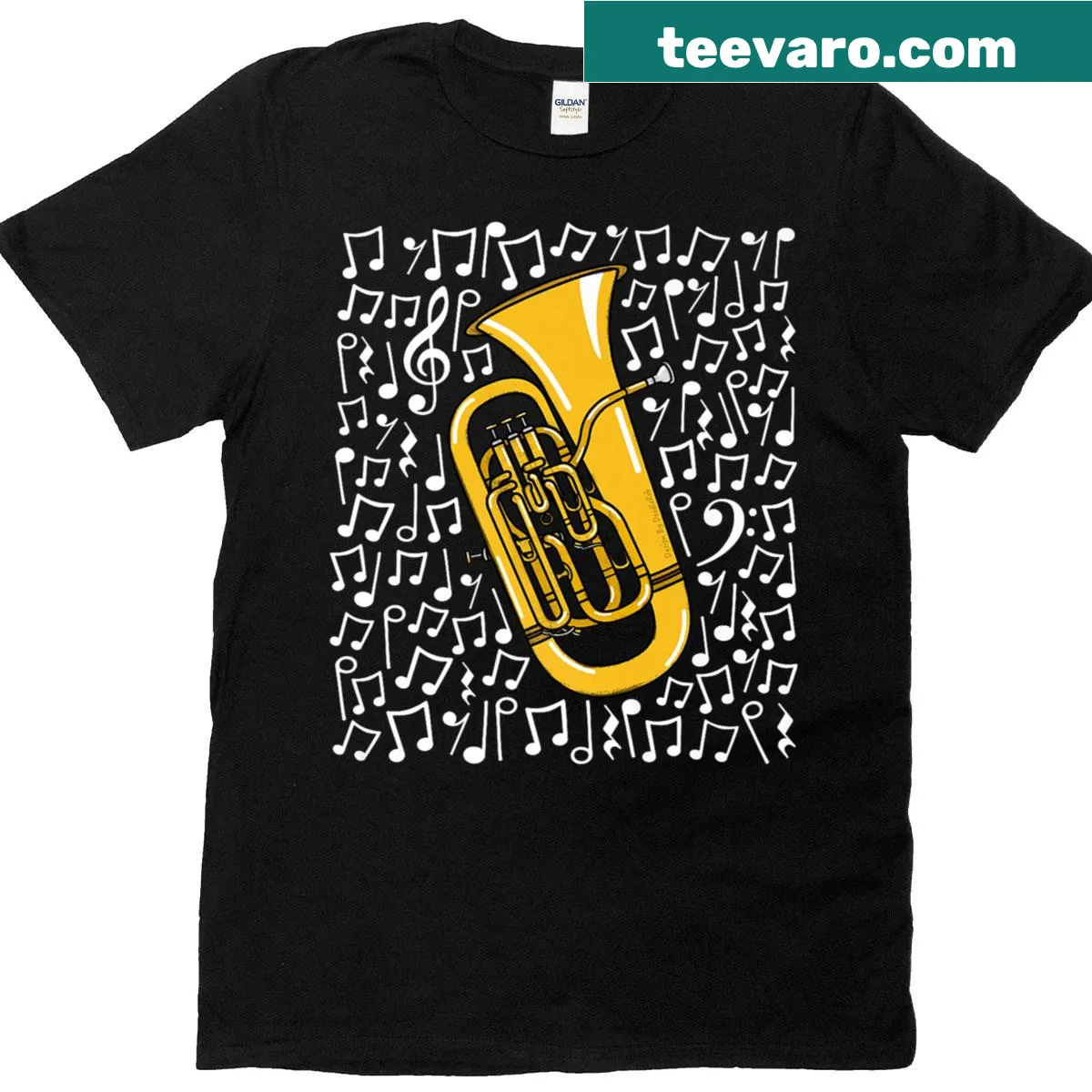Euphonium musical notes illustration on T-shirt — on a men's t-shirt