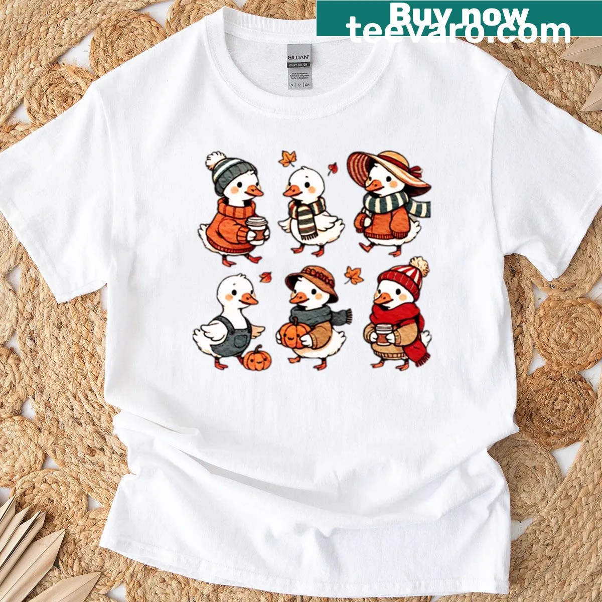 Illustration of a goose for a fall-themed t-shirt — on a men's t-shirt