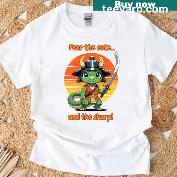 Humorous illustration of a samurai baby dragon
