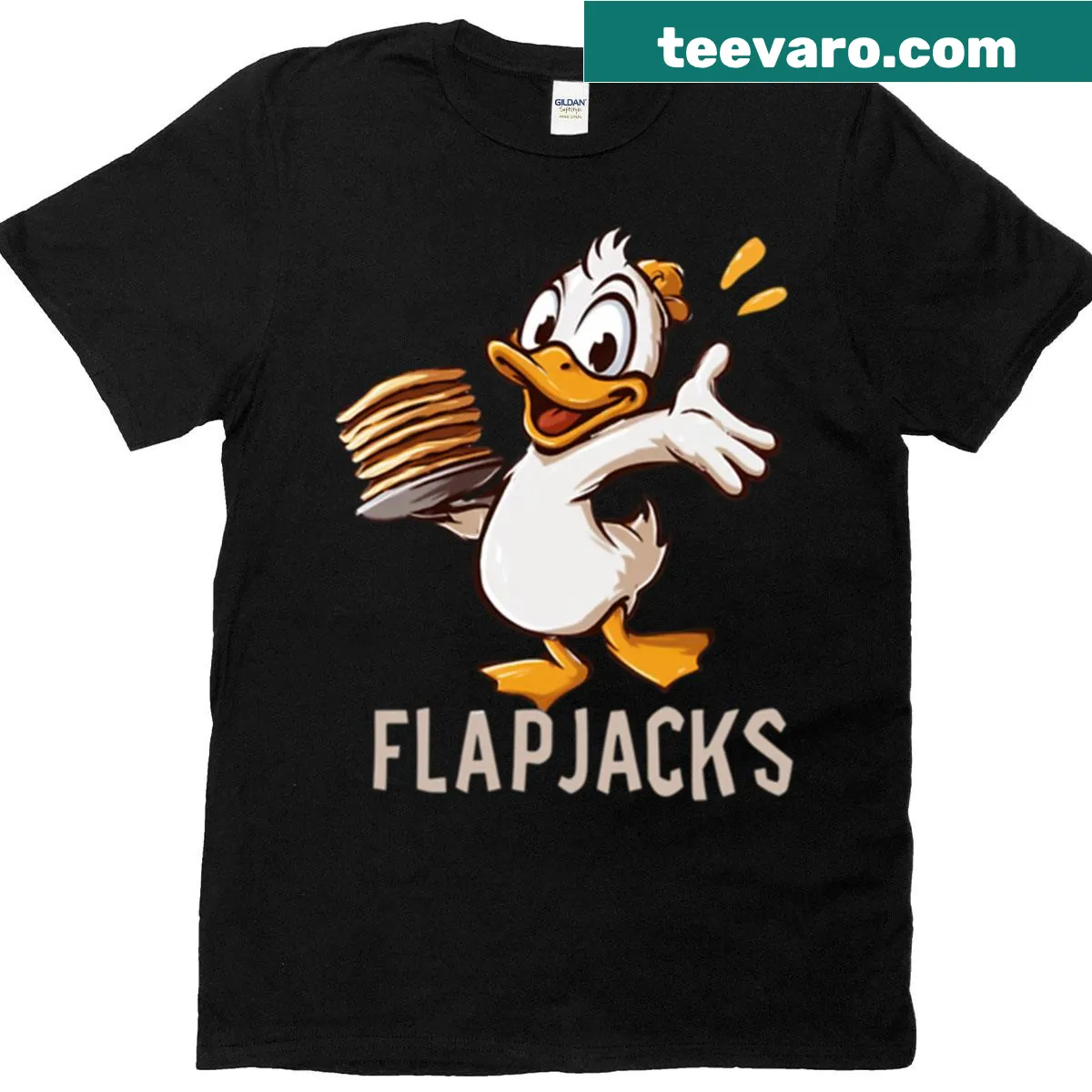 Funny pancake-themed flapjacks shirt — on a men's t-shirt