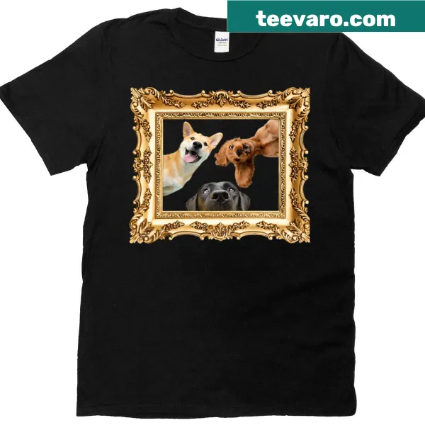 Illustration of a funny dog family portrait on a T-shirt