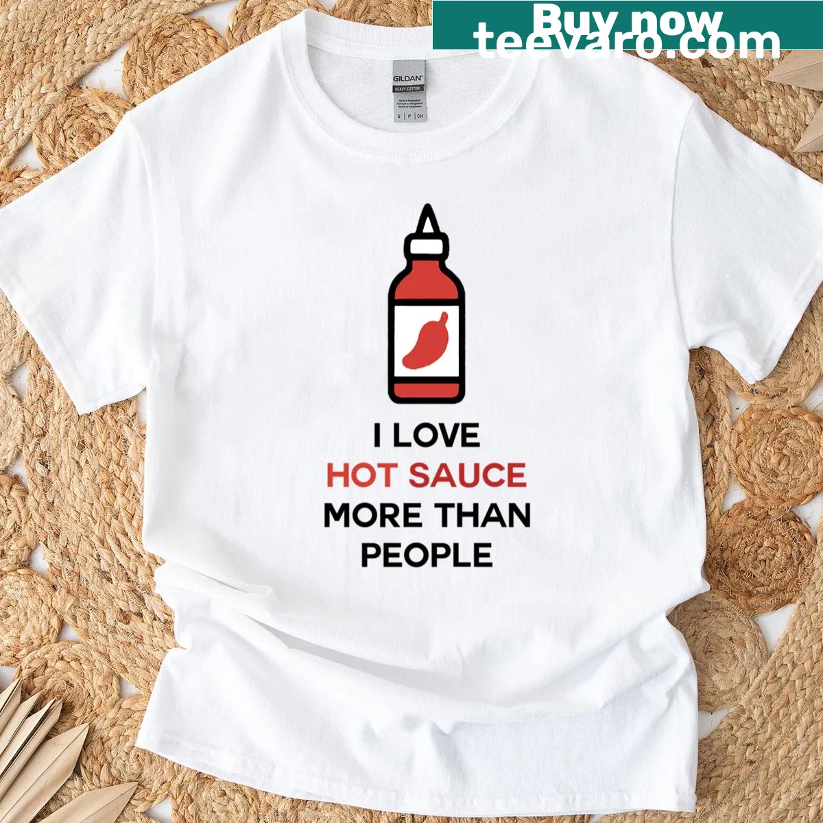 Shirt with the phrase 'I Love Hot Sauce More Than People' in a fun design — on a men's t-shirt