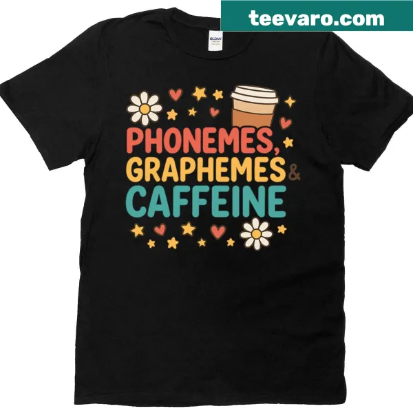 Typography design featuring phonemes, graphemes, and caffeine for students.