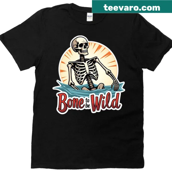 Funny summer design T-shirt with a skeleton theme