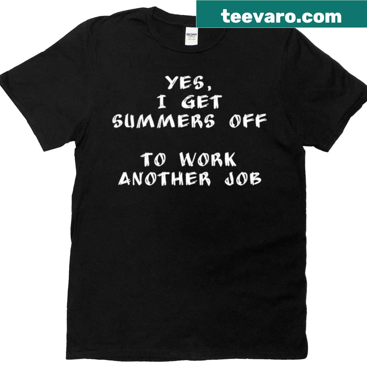 Oversized teacher T-shirt with a humorous back-to-school message — on a men's t-shirt