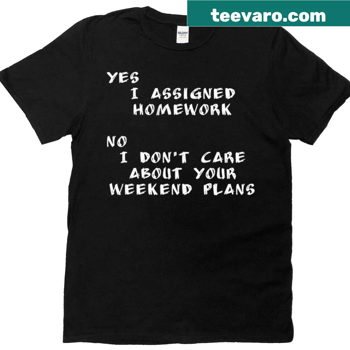 Sarcastic T-shirt for teachers with humorous back-to-school message — on a men's t-shirt