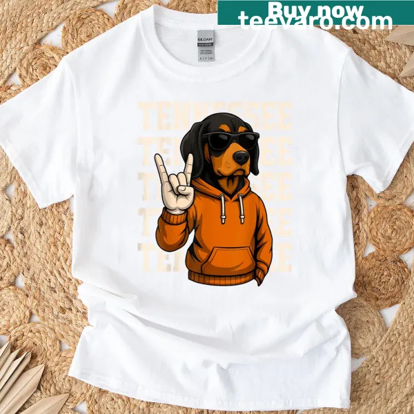 Humorous graphic of a Tennessee hound dog on a T-shirt